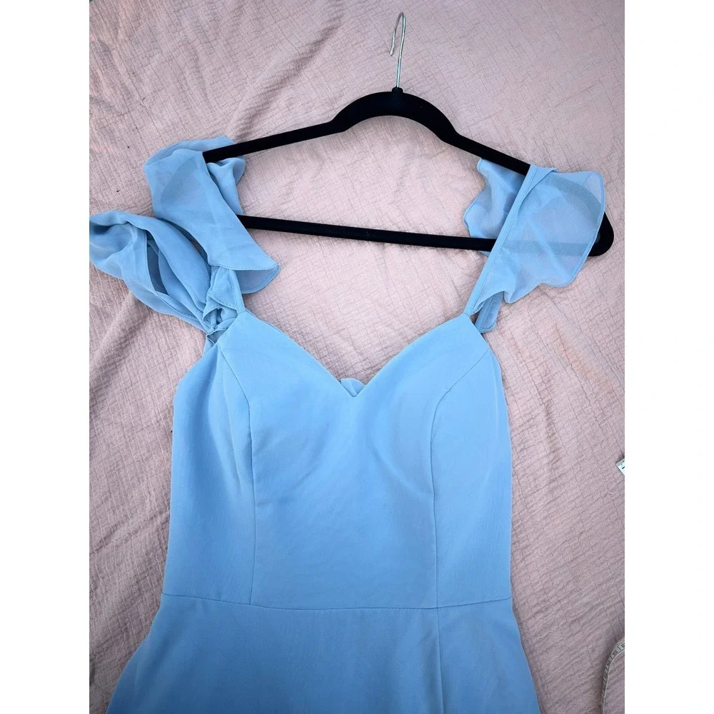 Azazie Everett Maxi Dress A4 Sky Powder Blue Peep Back Formal Bridesmaid Prom